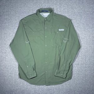 Columbia PFG Tamiami Long Sleeve Shirt Men’s Size Medium Olive Green Button Up